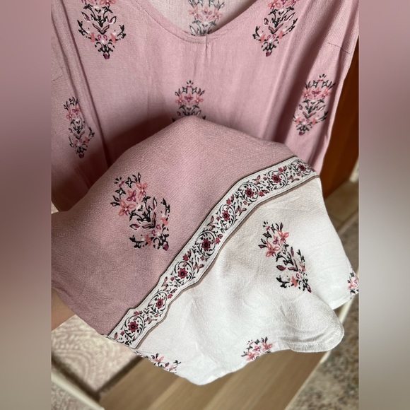 LA Hearts by PacSun Cold Shoulder Shirt Sleeve Pink White Floral Mini Dress - Picture 3 of 7